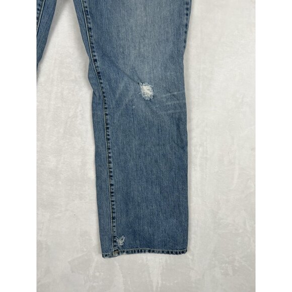 Guess Jeans Mens 30 Blue Distressed Straight Leg Denim Vintage Style Y2K 2000s - Picture 6 of 12